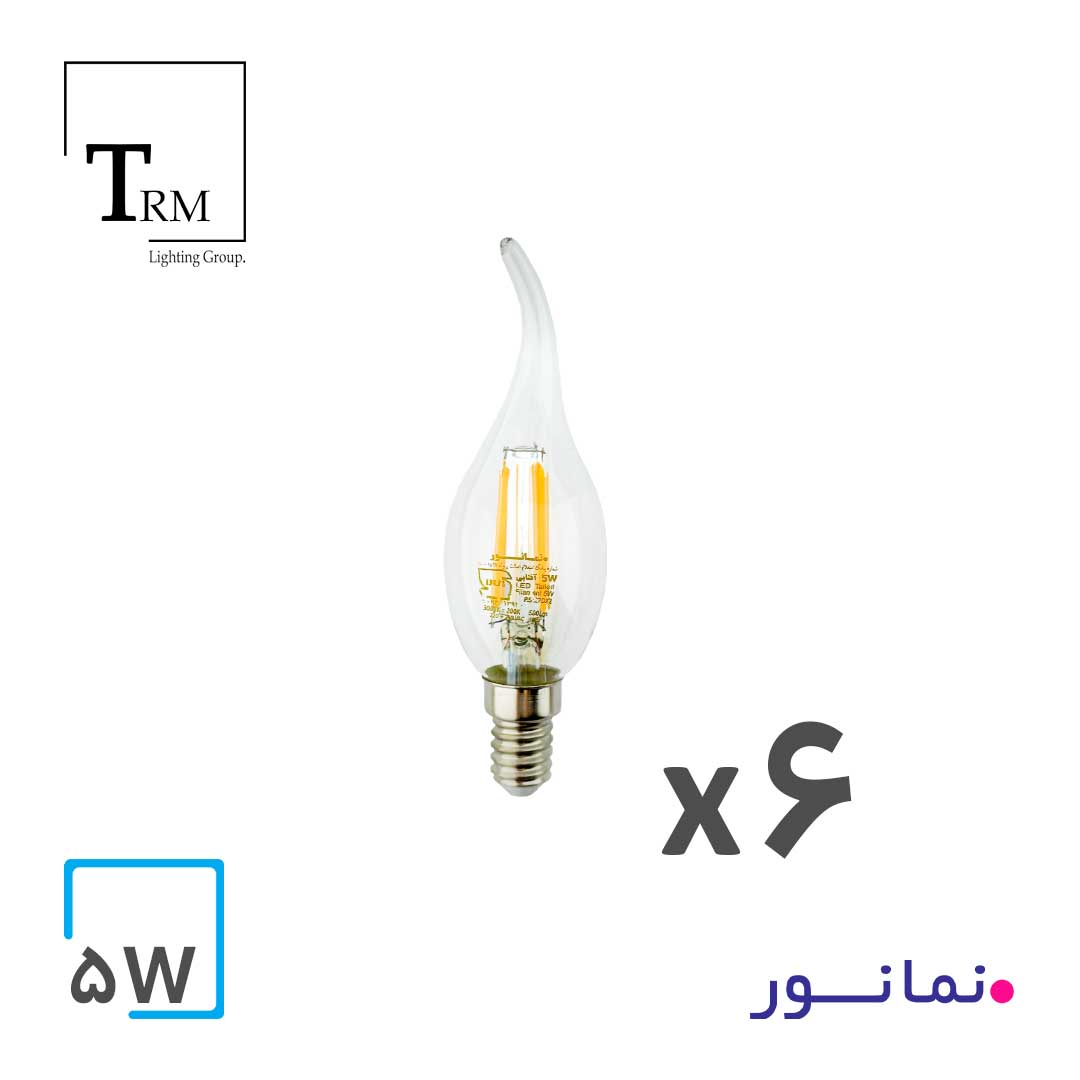 لامپ 5 وات اشکی فیلامنتی نمانور پایه E14 بسته 6 عددی خرید لامپ فیلامنتی 5 وات